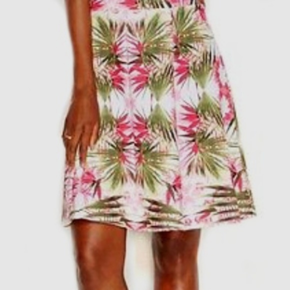 INC A-Line Fit Flare Skirt Pink Floral Tropical 3X - Picture 5 of 5